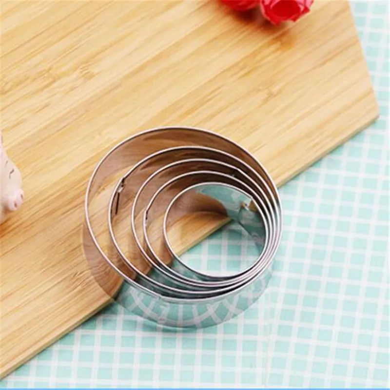 5PCS Stainless Steel Cake Ring Mold Cookie Mousse Cutter DIY Wedding Tools