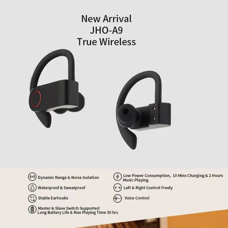 Ушной крючок устойчивое беспроводное Bluetooth 5,0 спортивные наушники стерео Бас Наушники Спортивная гарнитура TWS Bluetooth беспроводные наушники