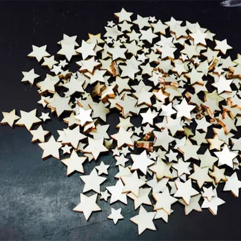 

100 pcs Lovely Rustic Wooden Five-Pointed Star Wood Decorative Pieces Wedding Party Table Scatter Decoration Crafts DR