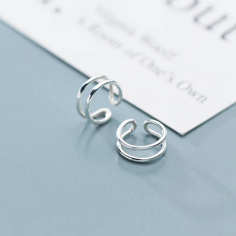 

Genuine 925 Sterling Silver Simple Non-Pierced Ear Cuff Earrings Hypoallergenic No Piercing Cartilage Earrings for Women