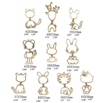 

12Pcs Animal Resin Frame Pendant Bezel Charms Hollow Mold Pendant Jewelry Making X7YA
