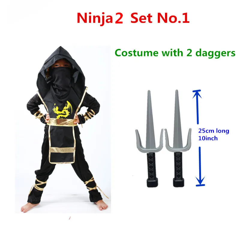 Kids Cosplay Costume Carnival Costume Kids Black Ninja Cosplay Assassin Warrior Dagger Dart Halloween Child Clothing Dress