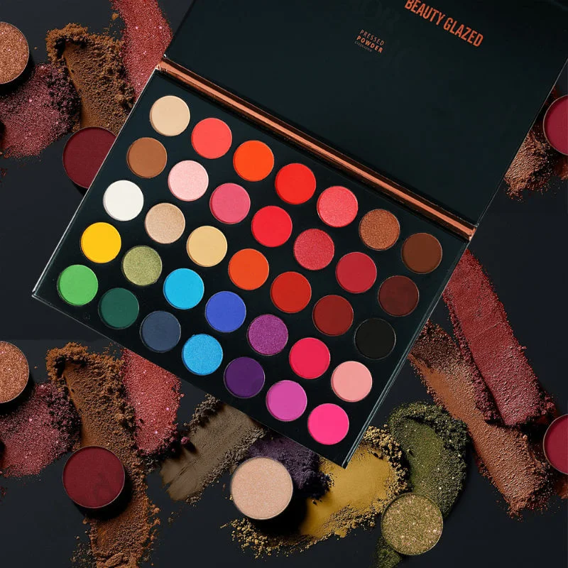Палетка матовых блестящих пигмэ теней Beauty Glazed для век стойких легко