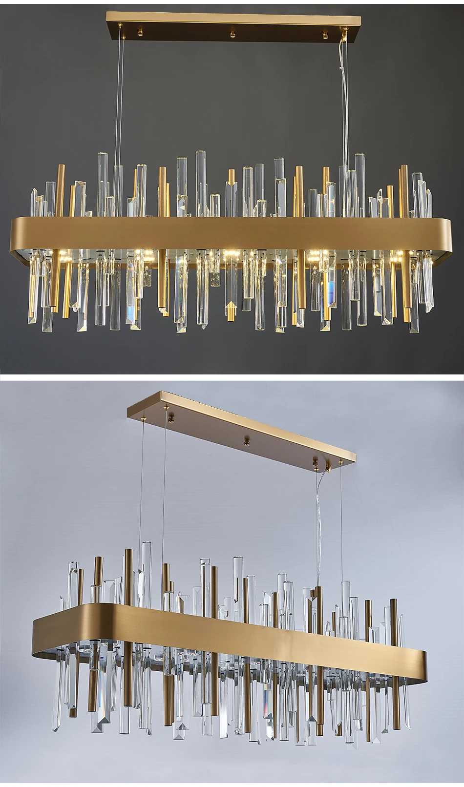 Gold/Black Rectangle Crystal Chandelier