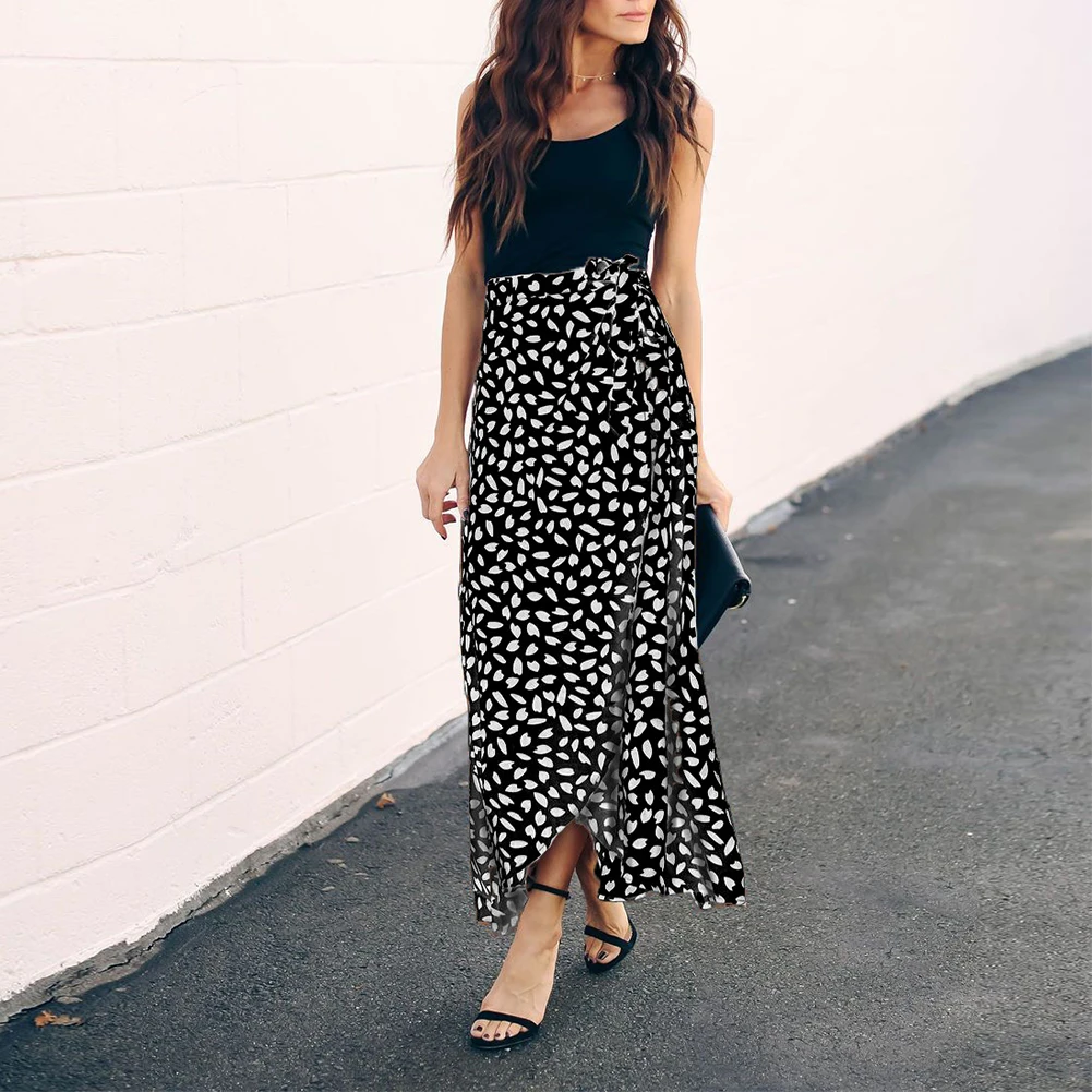 Для покупок, полиэстер, высокая талия, для путешествий, летняя, повседневная, тонкая, мягкая, на каждый день, Женская юбка, Леопардовый принт, для пляжа, сексуальная, на завязках