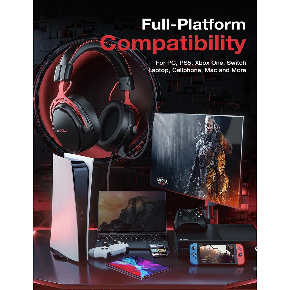 Wired Headphones Mpow/Soulsens Air SE PS4 Gaming Headset 3D Surround Sound Noise Cancelling Mic For PS4 PS5 Xbox One Switch