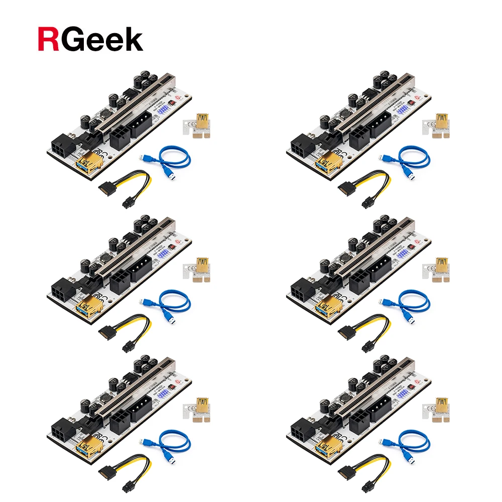 6 шт. новейший VER010X USB 3.0 PCI-E Райзер VER 010 Экспресс 1X 4x 8x 16x адаптер pcie карта SATA 15