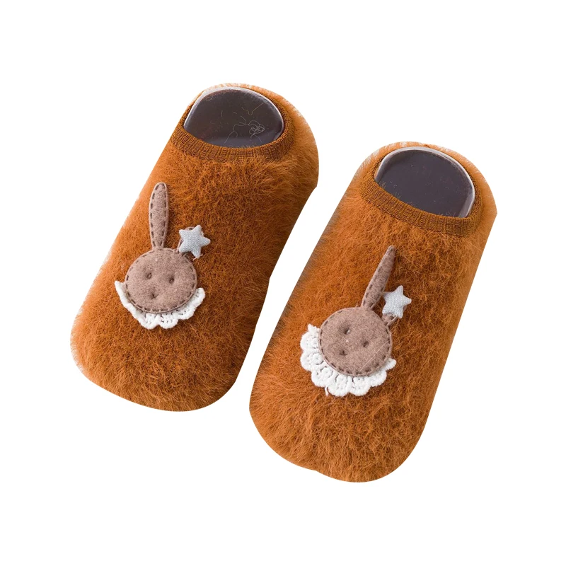 Зимние толстые махровые носки для малышей милые плюшевые теплые дышащие повседневные нескользящие носки-тапочки с рисунком для маленьких мальчиков и девочек - Цвет: C