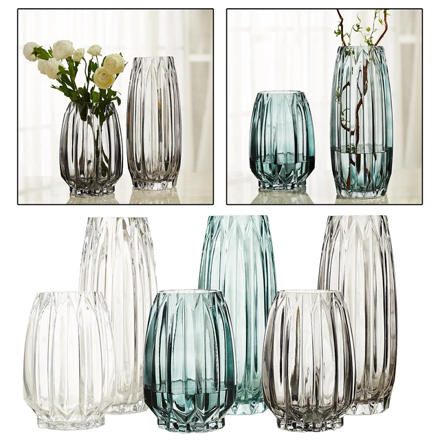 Vaso vintage Dartington Crystal Millefiori in vetro a forma di bocciolo - trasparente con blu e rosa, buone condizioni - Italia