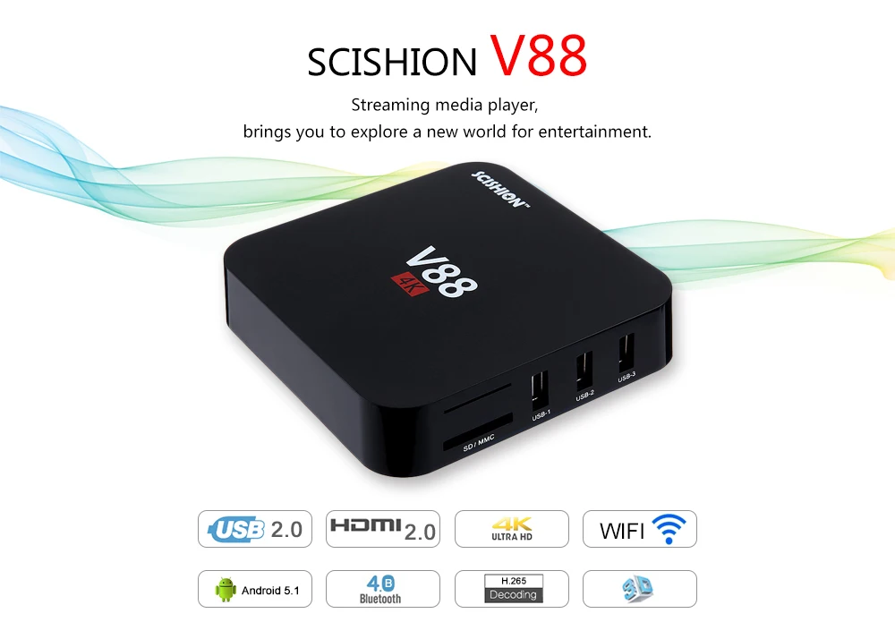 Android tv Box V88 1 ГБ ОЗУ 8 Гб ПЗУ RK3229 четырехъядерный 1080P HD WiFi смарт ТВ приставка медиаплеер телеприставка