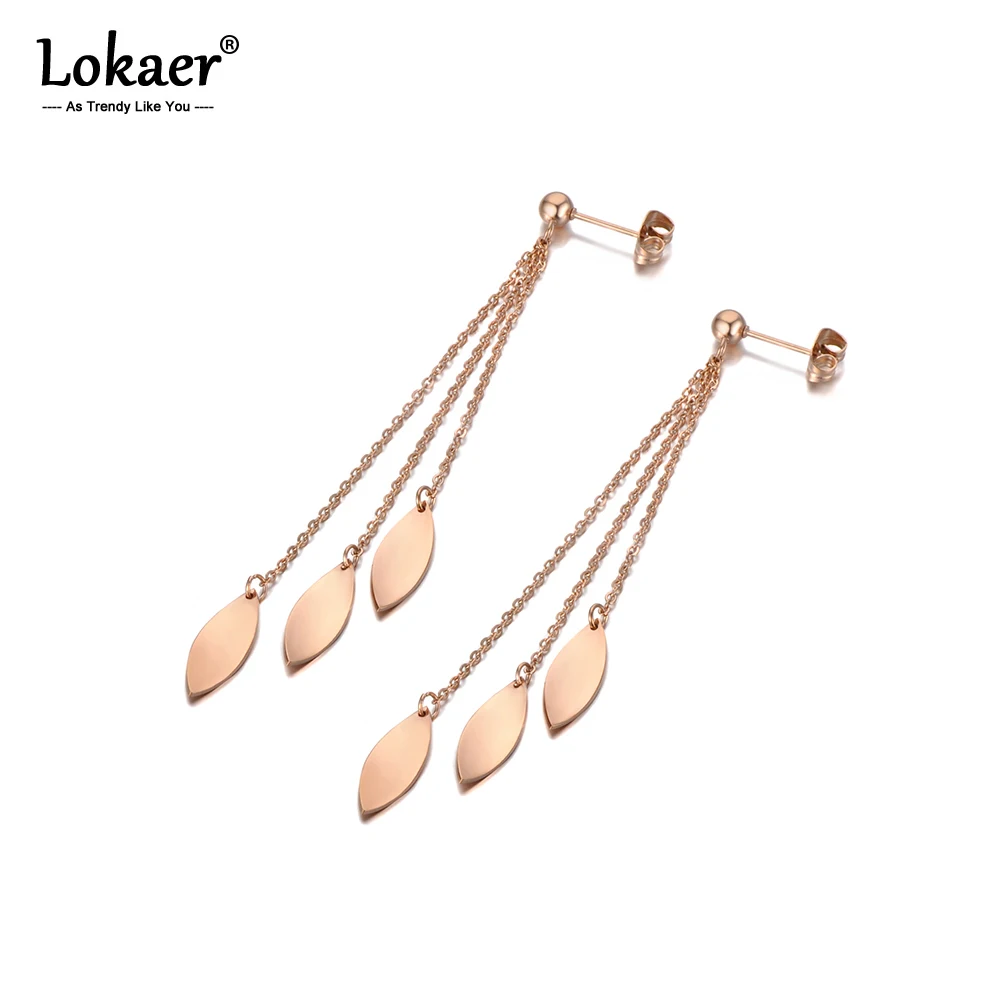 

Lokaer Titanium Stainless Steel Geometric Oval Tassel Drop Earrings For Women Girl Bohemia Chain Dangle Earrings Jewelry E19194