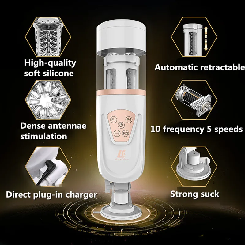 Tanie Automatyczny tłok teleskopowy mężczyzna Masturbator elektryczny Sex Machine ssanie powietrza chowany wibratory Stroker zabawki erotyczne dla mężczyzn