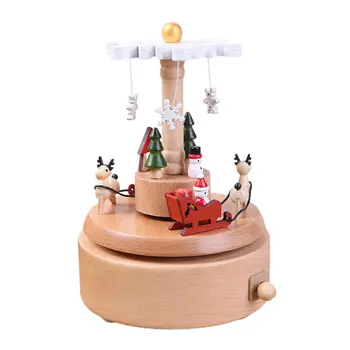 

Lovely Music Box Wooden Music Box Home Creative Solid Wood Carousel Crafts Valentine's Day Gift Ornaments