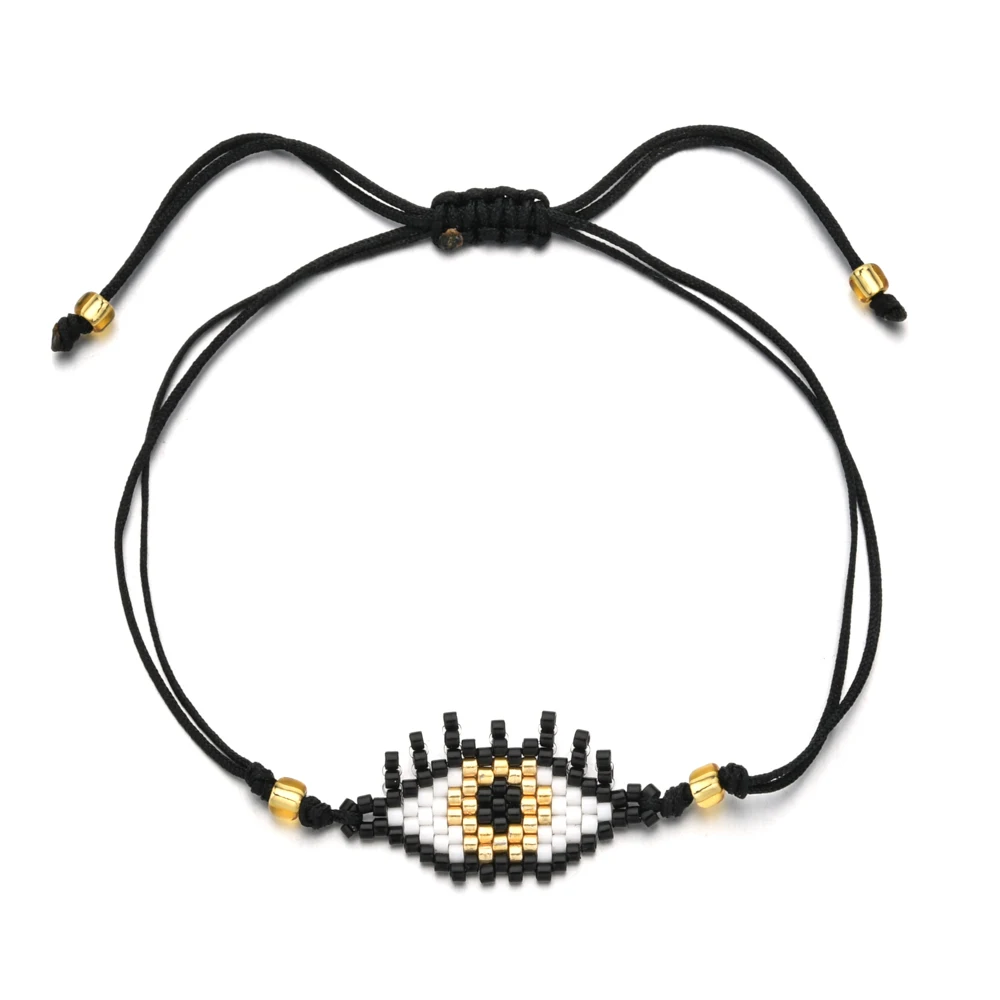 A2 Модные сглаза Diy браслет MIYUKI бисер браслет Pulseras Mujer женские ювелирные изделия хрустальные Браслеты Регулируемая цепочка - Окраска металла: A2