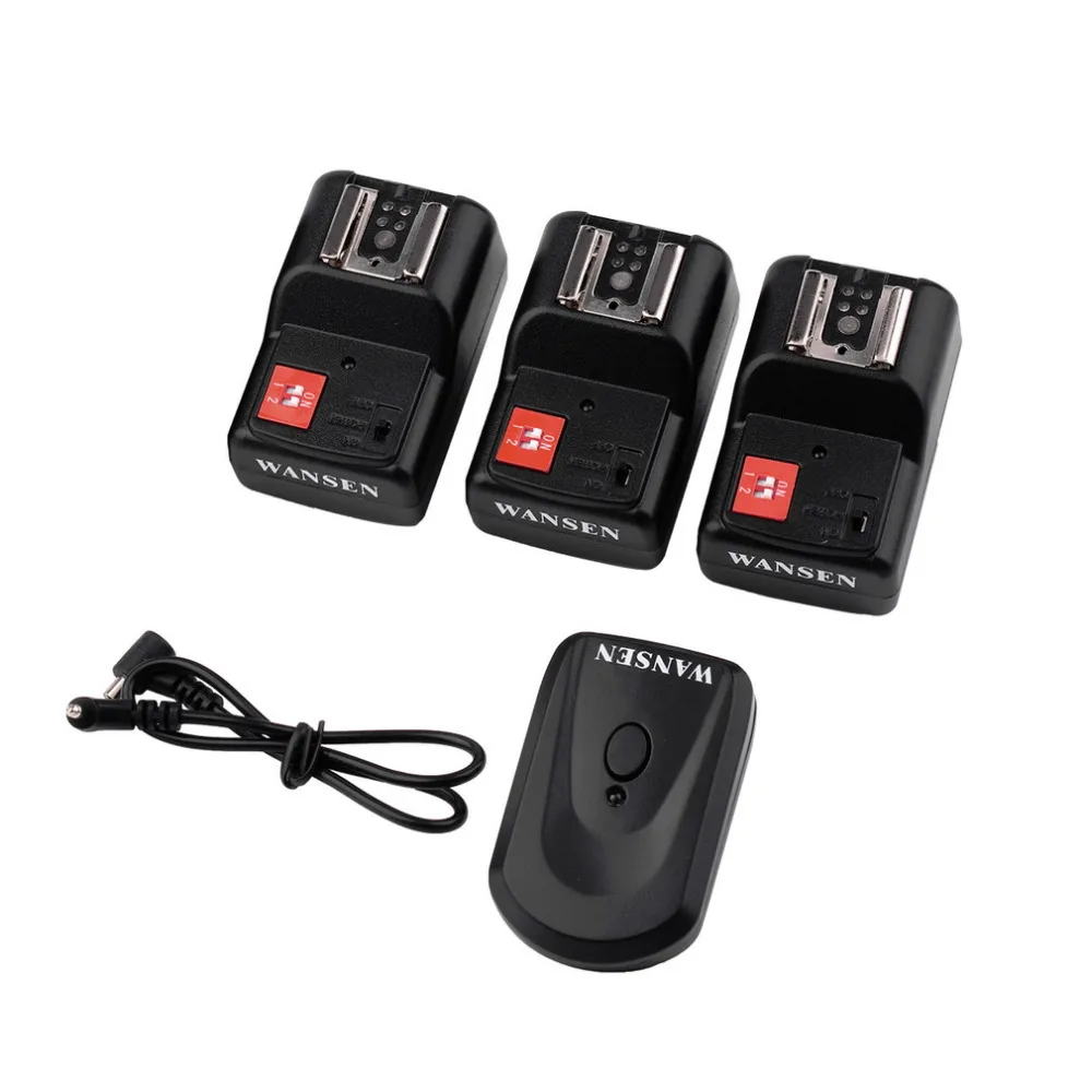 

Universal 4 Channels Transmitter Wireless Radio Flash Trigger Set with 3 PT-04GY Receivers Camera PC Sync Cord for Studio Flash