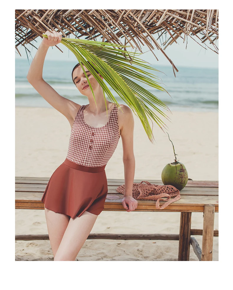 JULY SAND Woman SwimSuit Sexy One Piece Swimwear Fitness Bathing Suit Lady Plaid Beachwear  Women High-end Swimwear