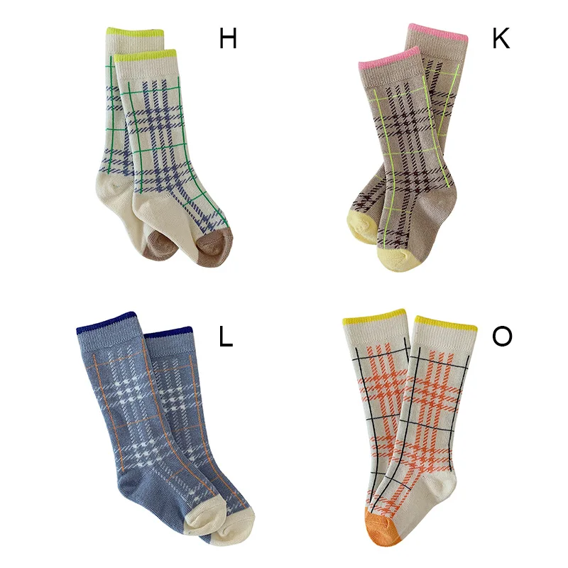 Детские носки милые носки для маленьких девочек хлопковые длинные детские носки в клетку с принтом