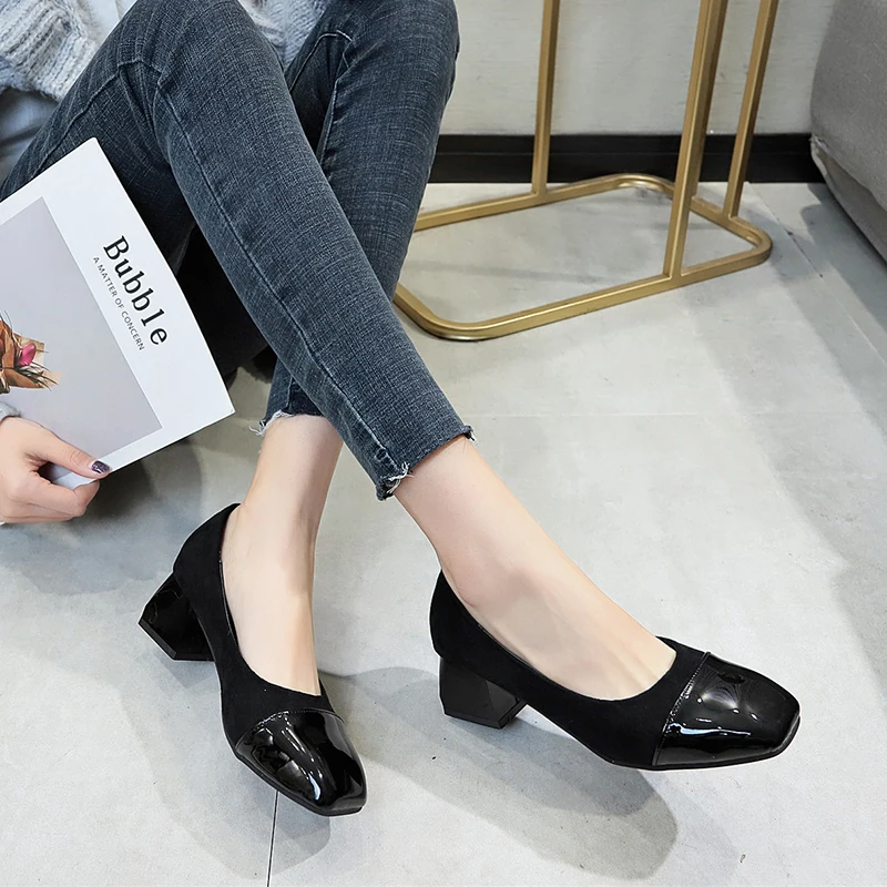 

Spring For Lady High Heel Office Shoes Women Shoes High Heel Fashion Square Heel Pumps Concise Elegant High-heeled Shoes U22-86