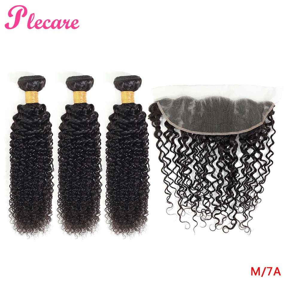 Plecare вьющиеся пряди с фронтальным бразильским плетением волос человеческие волосы пряди не Реми натуральный цвет средний коэффициент 8-30 дюймов