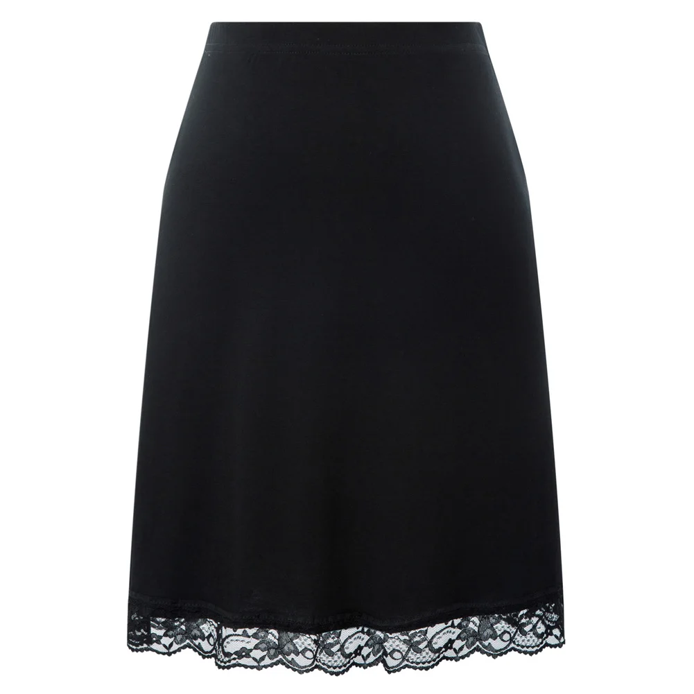 

Women underskirt Comfy Rayon Waist Slip Half Slip skirts Lace Hem Elastic Waist Side Split petticoat evening party skirts ladies