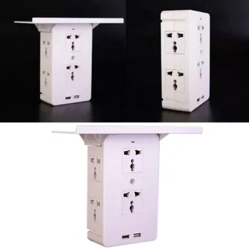 

Home Durable High-quality Electrical Socket Shelf 8 Port Surge Protector 6 Wall Outlet Extenders 2 USB Socket Shelf Electrical