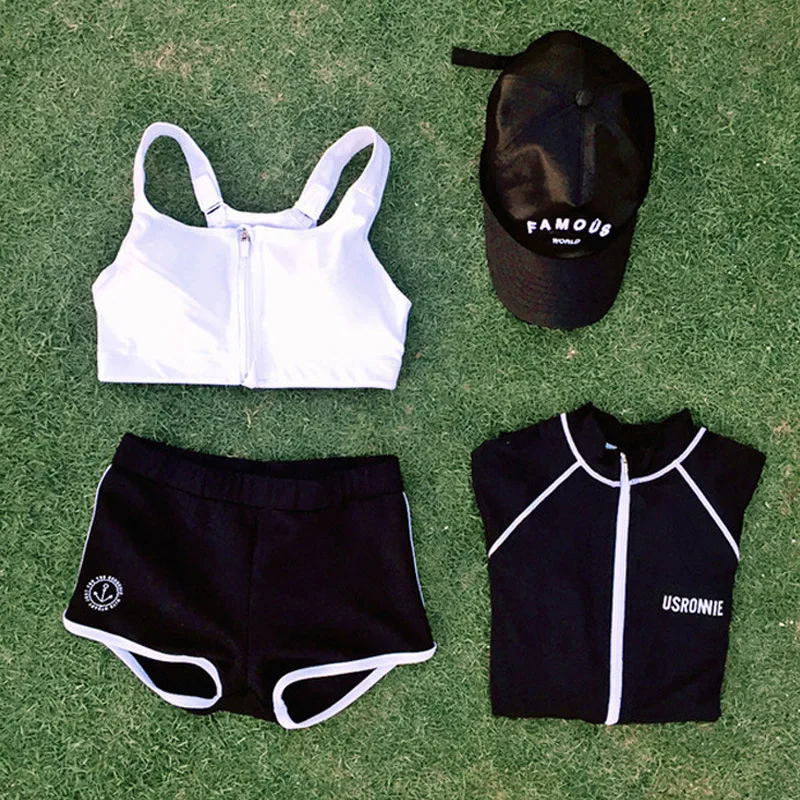 

Korean-style New Style Women's Diving Suit Zipper Slim Fit Boxers Surfing Bathing Suit Snorkeling Clothing Three-piece Set