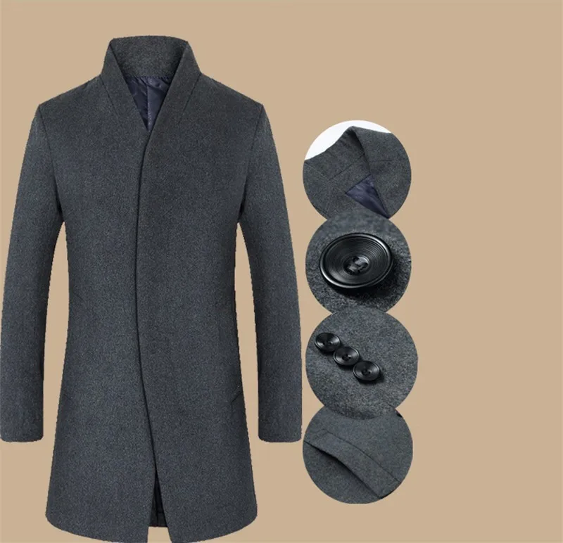 Мужское шерстяное пальто с воротником и длинными секциями, шерстяное пальто с воротником, молодежное осеннее и зимнее шерстяное пальто, Veste Homme ветровка