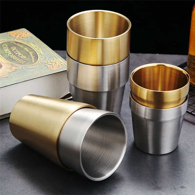 Stainless Steel Mugs 260/300ml for Office Home Coffee Beer Drinks