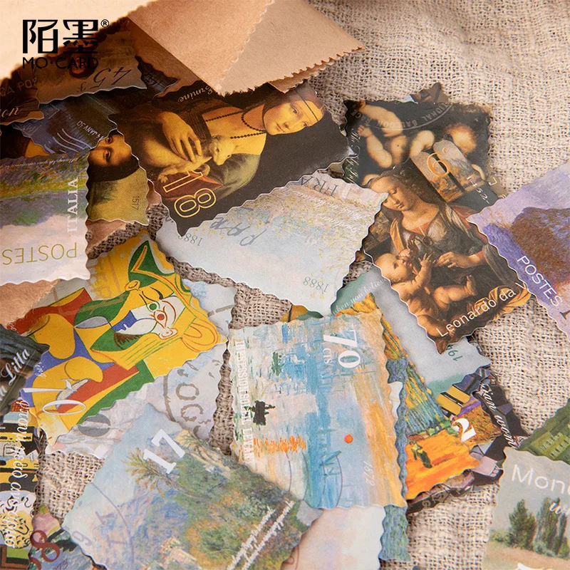 World Famous Paintings Stamp Collection Paper Small Diary
