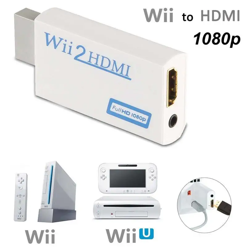  MeterMall Wii A HDMI Adattatore Convertitore di Full HD 1080P Video Audio Uscita di 3.5mm Per HDTV 