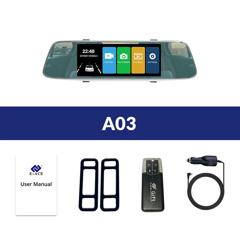 E-ACE 3 г Автомобильные видеорегистраторы 7 дюймов touch зеркало заднего вида Камер Android 5.0 GPS Bluetooth Handfree WI-FI FHD 1080 P 16 г видеомагнитофон - Название цвета: A03