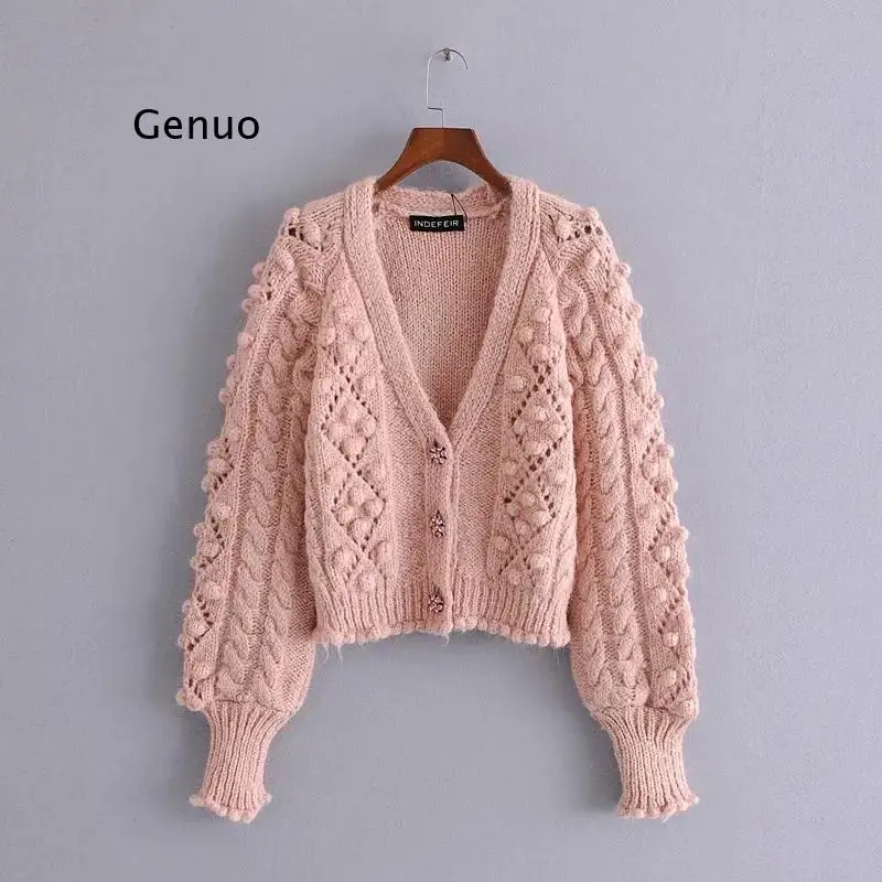 Foridol Sequined Knitted Oversized Green Cardigan Sweater Women Autumn