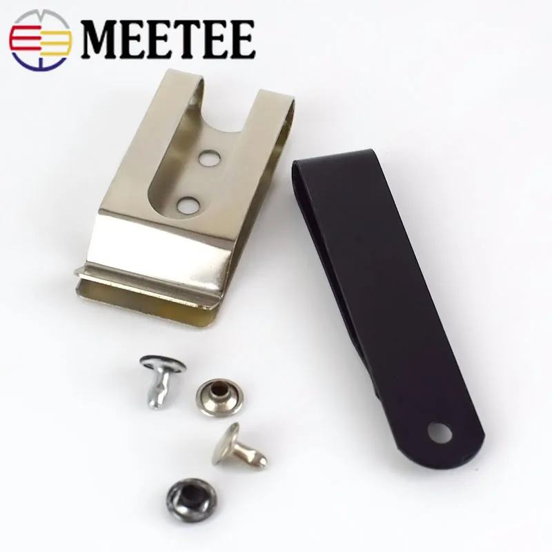Meetee 2 шт. 5,5/6,7 см металлические зажимы для ремня, крепежная пряжка, крючок для карманов, кошелек, ключ, проститутка, сделай сам, аксессуары, серебро, черный, BF219
