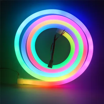 

DC 5V 1903 IC 3838 SMD RGB Full Color Neon LED Strip 96LEDs/m IP65 Waterproof Addressable Programmable Pixel LED Rope light