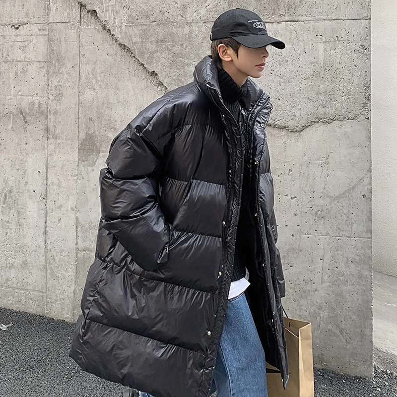 

Winter Oversized Down Jacket Men Warm Fashion Casual Long Coat Men Streetwear Korean Loose Thick Jacket Mens Parker Overcoat