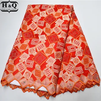 

New Swiss Voile Lace Fabric High Quality Embroidery With Stones African Cotton Lace Fabrics 5 Yards For Party Dress B977801-30C