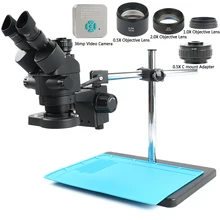 Microscópio trinocular estéreo ctv, câmera de vídeo simul-focal, zoom contínuo 1080 x-90x, adaptador com lente de barbaixa, 36mp, 4k, p, hdmi, usb