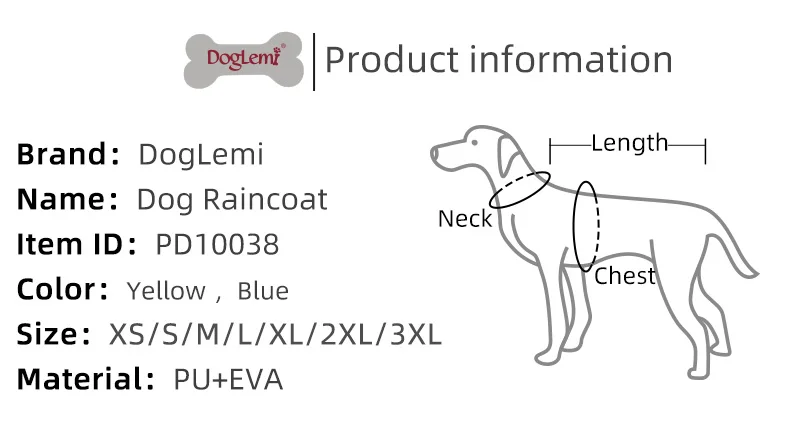 DogLemiPet плащ пончо толстовки куртка Светоотражающая желтая одежда для собаки водонепроницаемая одежда для собак