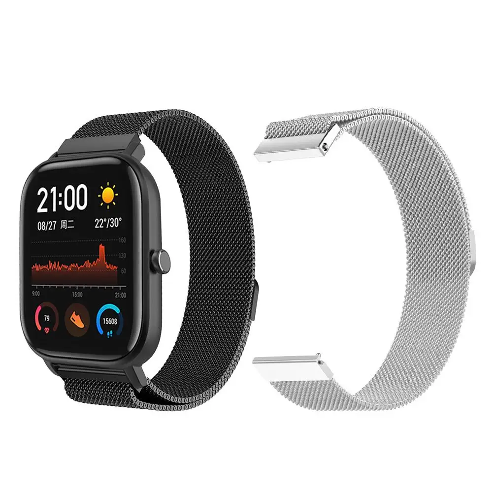 Металлический ремешок из нержавеющей стали для Amazfit GTS 20 мм Милан Магнитный сменный ремешок Стильный Смарт-браслет аксессуары
