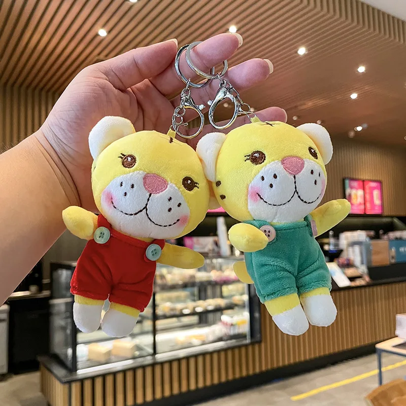 

new cute overal tiger pendant plush Exquisite lucky doll keychain fahshione soft Year of the Tiger doll funny christmase gift