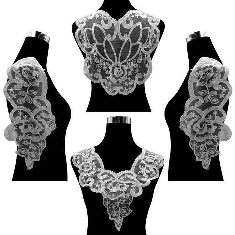 

4PCS/Set Luxury White Venise Embroidered Mesh Guipure Lace Fabric Wedding Dress Applique DIY Garment Sewing Scrapbooking Decor