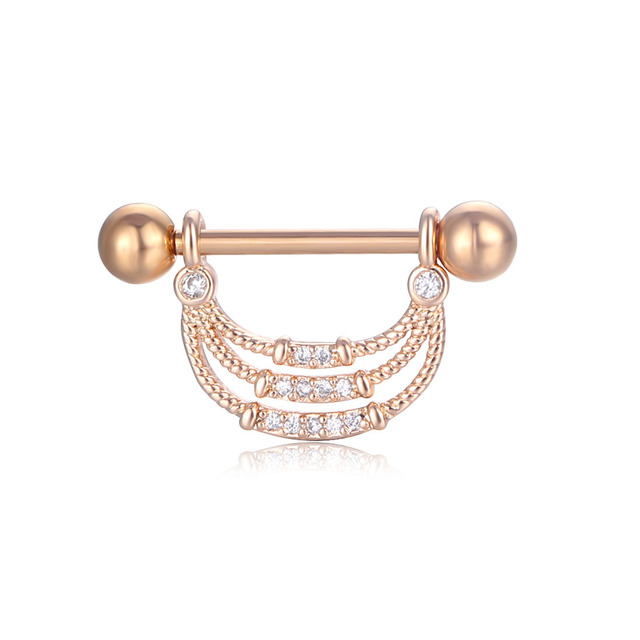 14G Nipple Piercing Ring Jewelry Flower Nipple Crystal Ring Star Rosegold Piercing Ring Monn Pircing Horns Zircon Nipple