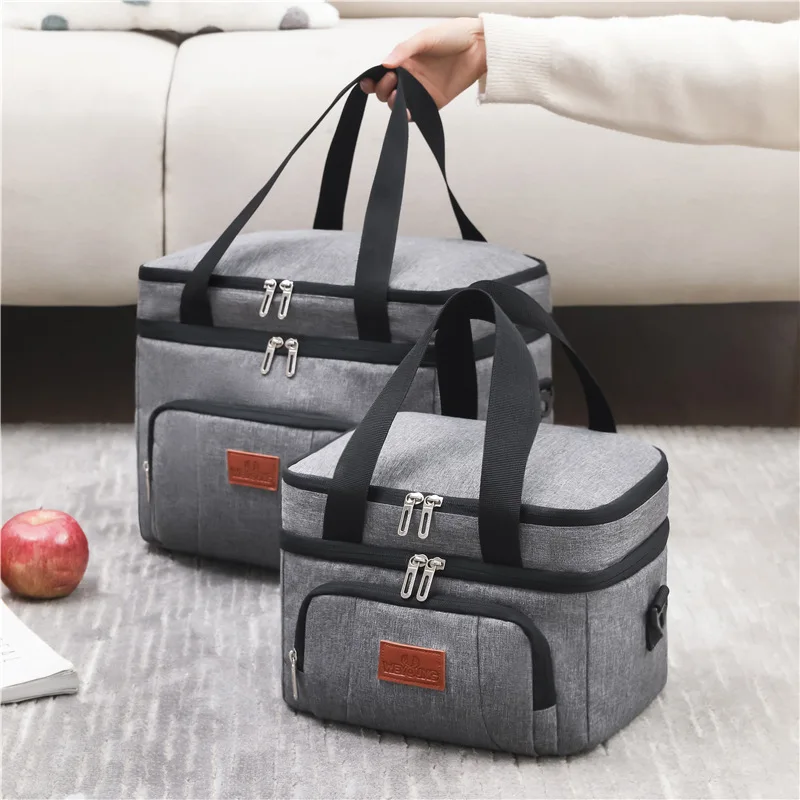 Double Layer Insulated Heat Lunch Bag Food Thermal Bento Bags Oxford Cloth Portable Storage Tote Shoulder Crossbody Handbags lunch bag bento bag