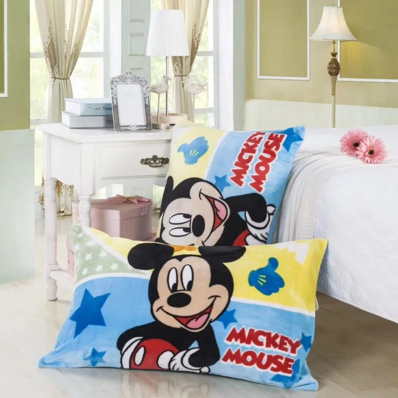 Disney Cartoon Mickey Mouse Minnie Couple Pillowcase Soft Flannel 1Pcs Pillow Cover Baby Boys Girls Bed Decorative 48x74CM | Мать и