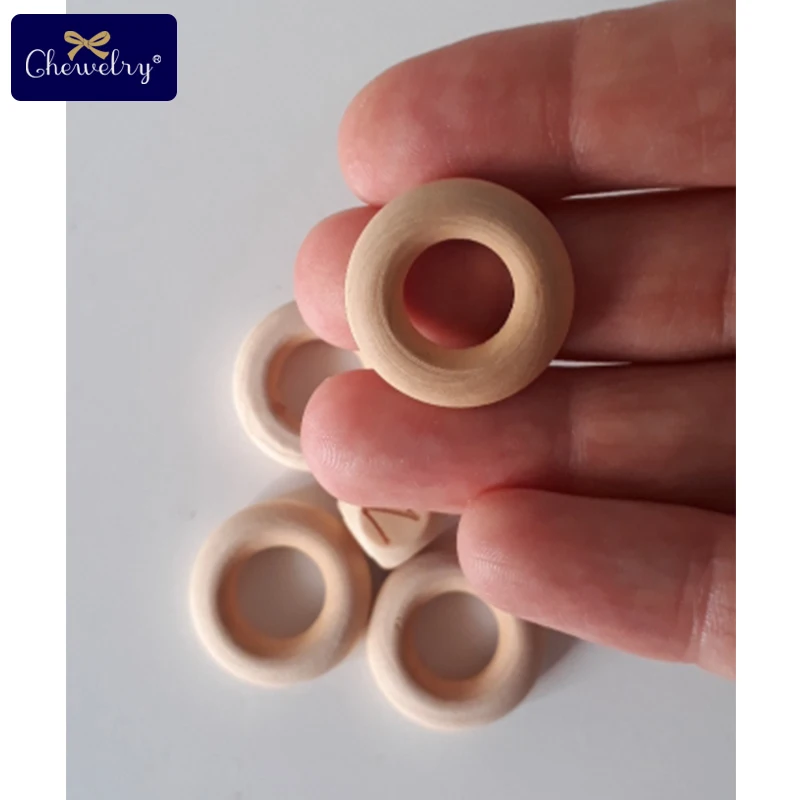 

50Pcs 25mm Maple Wooden Ring Baby Teether Teething Ring Round Ring DIY Pacifier Chain Bracelet Accessorie For Kid Products Toys