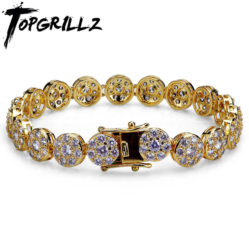 TOPGRILLZ позолоченный/посеребренный ледяной сверкающий ювелирный браслет Круглый с