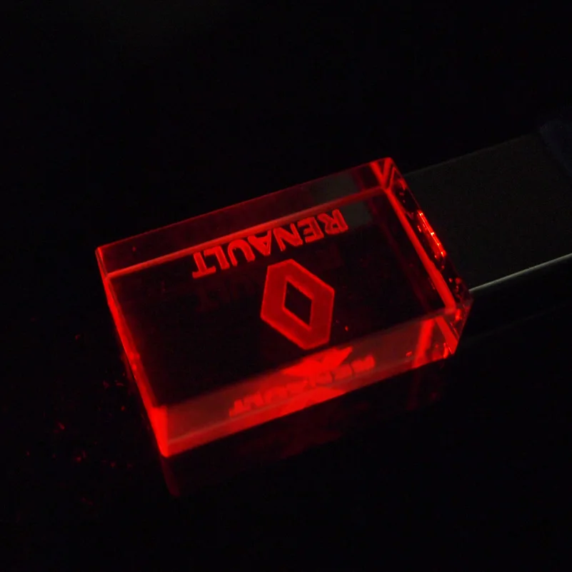 Новый Хрустальный USB-флеш-накопитель Renault логотип автомобиля светодиодный