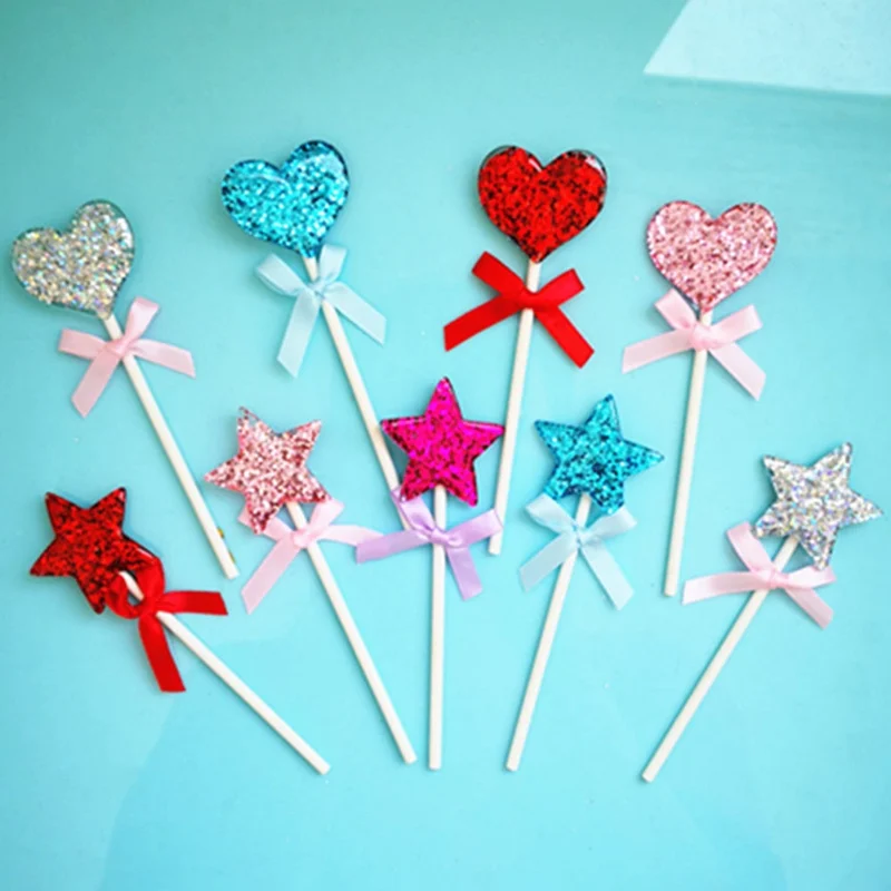 

1PC Resin Love Heart Star Mermaid Collections Cake Topper For Party Decoration Dessert Lovely Gifts