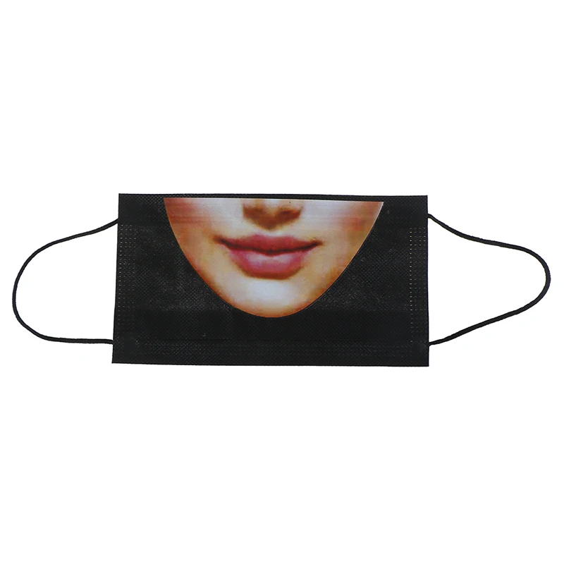 5Pcs 3D Women Mouth Pattern Funny Expression Mouth Face Mask Dustproof Cute Nonwovens Anime Face Mouth Mask