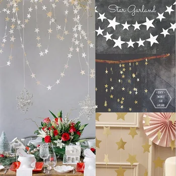 

4 Meter Paper Garland 7cm Star Shape String Banners Hanging Paper Craft Bunting for Birthday Wedding Party Home DIY Decoration